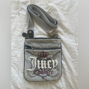 Vintage Y2K Juicy Couture Grey Velour Crossbody Bag